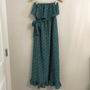Green & White Floral Maxi Dress